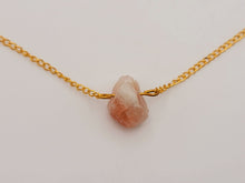 Load image into Gallery viewer, RAW Sun Stone Healing Crystal Necklace Gold Tone
