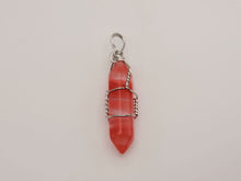 Load image into Gallery viewer, Crystal Point Necklace Silver Tone Strawberry Quartz Pendant Necklace
