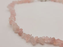 Load image into Gallery viewer, Rose  Quartz Chip Choker Necklace Silver tone Gorgeous Choker
