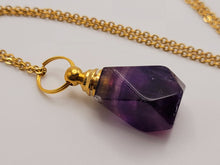Load image into Gallery viewer, fluorite perfume bottle necklace Handmade necklace, Gold tone perfume bottle
