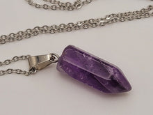 Load image into Gallery viewer, Amethyst Point crystal Necklace , Amethyst Silver pendant necklace
