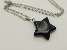 Load image into Gallery viewer, Elegant Black Obsidian Star Necklace For Every Occasion Silver Tone
