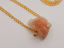 Load image into Gallery viewer, RAW Sun Stone Healing Crystal Necklace Gold Tone
