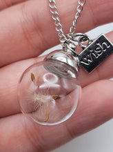 Load image into Gallery viewer, Wish Necklace in Glass With Natural Dandelion Seeds inside
