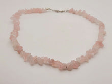 Load image into Gallery viewer, Rose  Quartz Chip Choker Necklace Silver tone Gorgeous Choker
