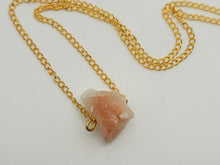 Load image into Gallery viewer, RAW Sun Stone Healing Crystal Necklace Gold Tone
