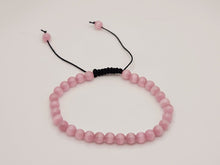 Load image into Gallery viewer, Pink Cats Eye Stone Bracelet Genuine bead bracelet Adjustable
