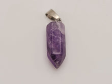 Load image into Gallery viewer, Amethyst Point crystal Necklace , Amethyst Silver pendant necklace
