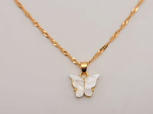 Load image into Gallery viewer, Different Colors Butterfly Necklace - Trendy Butterfly necklace GOLD tone -
