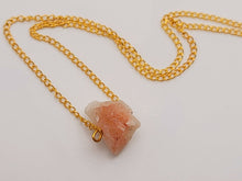 Load image into Gallery viewer, RAW Sun Stone Healing Crystal Necklace Gold Tone
