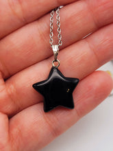 Load image into Gallery viewer, Elegant Black Obsidian Star Necklace For Every Occasion Silver Tone
