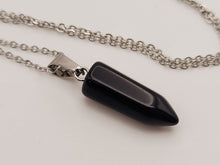 Load image into Gallery viewer, Elegant Black Obsidian Point Necklace - Silver Tone Perfect gift
