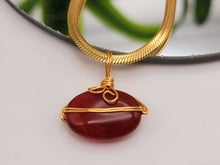 Load image into Gallery viewer, Natural Handmade Crystal Choker Necklace Gold Wire Wrapped Carnelian Stainless Steel
