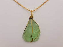 Load image into Gallery viewer, Raw Crystal Fluorite Stone Necklace Healing crystal Necklace
