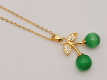 Load image into Gallery viewer, Jade Natural Cherry Necklace Gold Tone Necklace- Good Luck•Fortune (Powerful Necklace)
