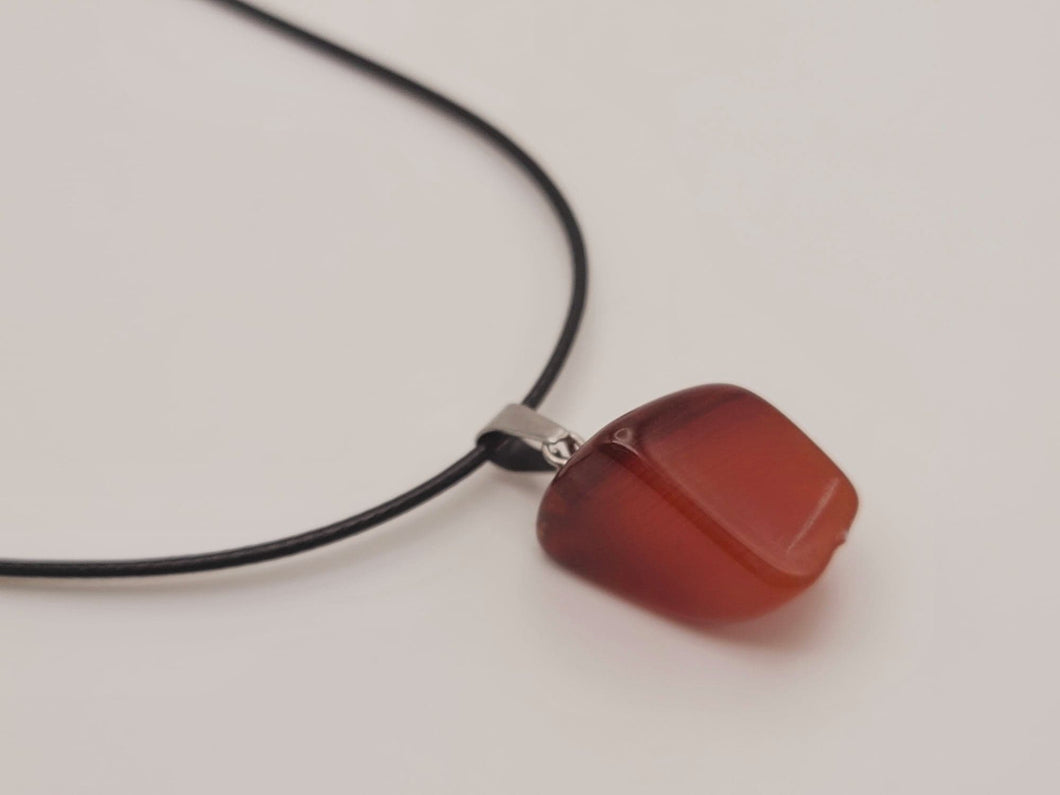 Crystal Necklace Silver Leather Carnelian Irregular Stone Healing Crystal Necklace