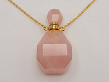 Load image into Gallery viewer, Perfume Bottle Crystal Rose Quartz Necklace Handmade, Genuine Stone
