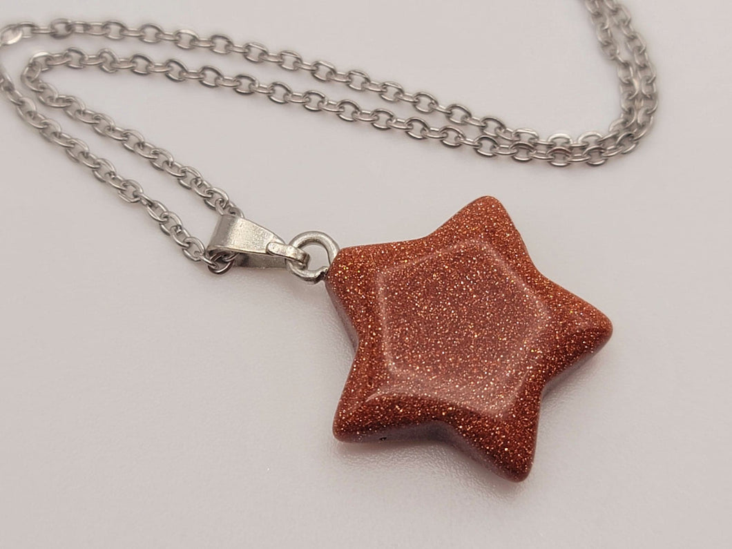 Gold Sandstone Crystal Star Necklace Trending Pendant Necklace Gift For Her, Handmade Necklace