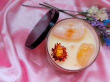 Load image into Gallery viewer, Mango Sage Tea   Natural Soy Wax Candle Highly Scented with Citrine  Crystals
