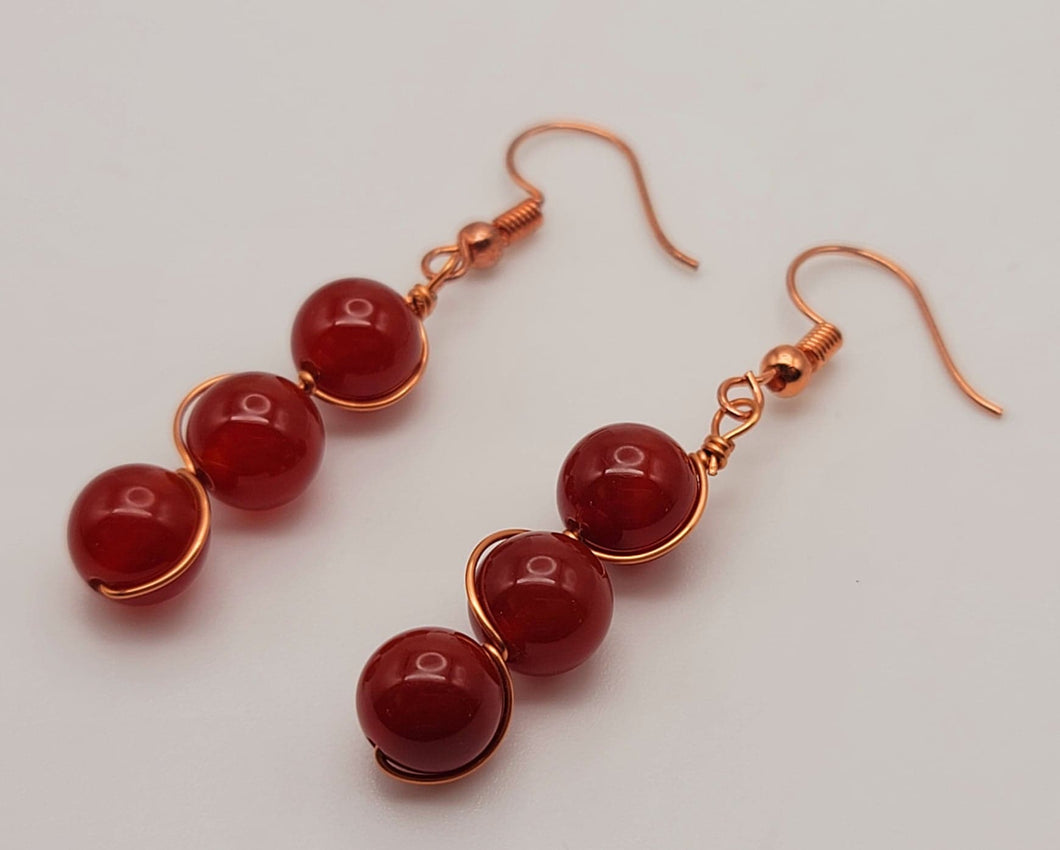 Handmade Carnelian Natural Drop Earrings , Stone Earrings