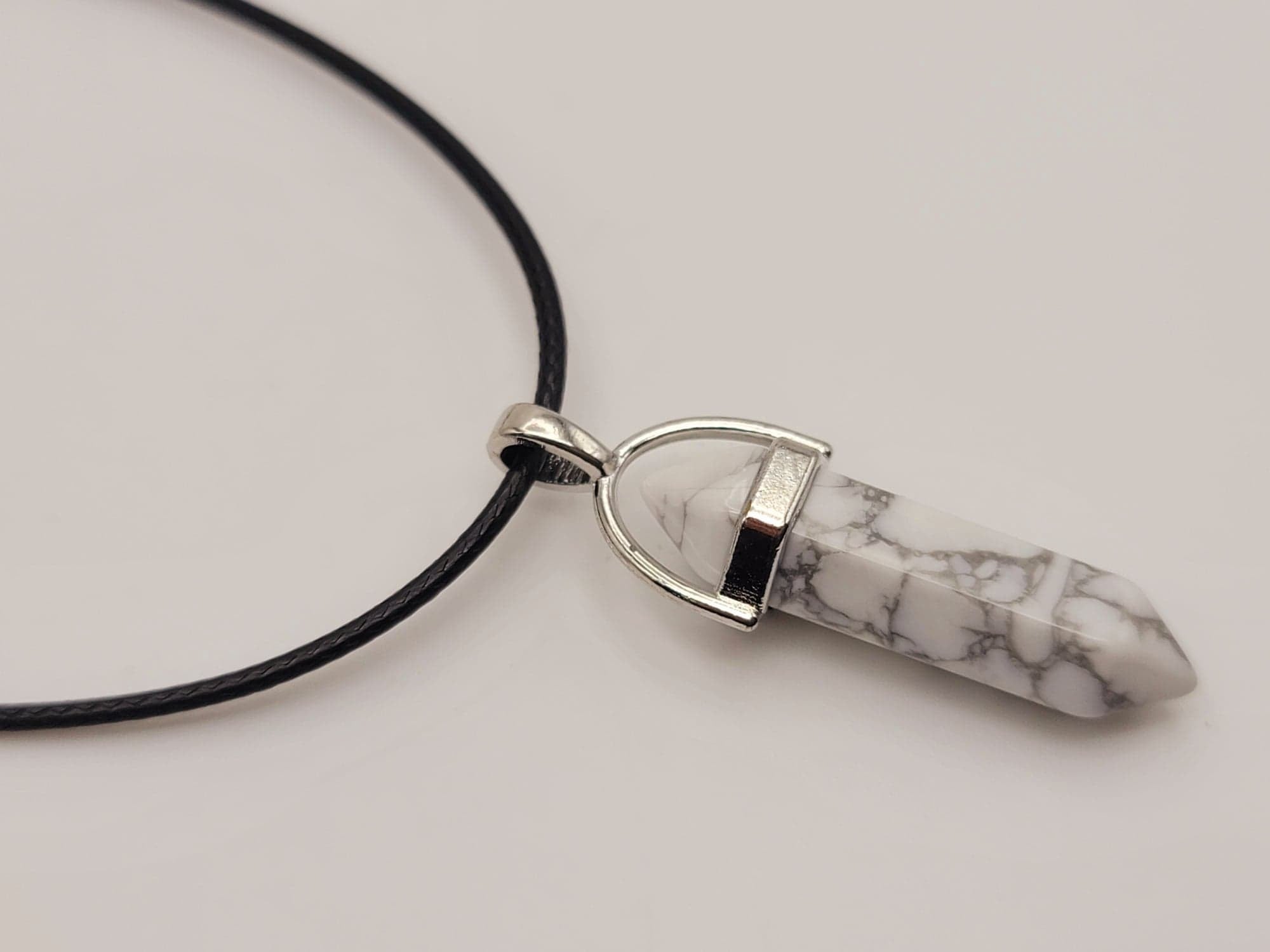 White Howlite-crystal Necklace TRIGG LEATHER Southwestern - Etsy | Crystal  necklace, White howlite, Blue crystal necklace