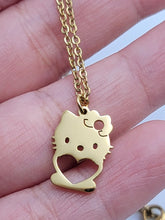 Load image into Gallery viewer, Kitty Pendant Necklace - Trendy Kitty necklace Gold tone
