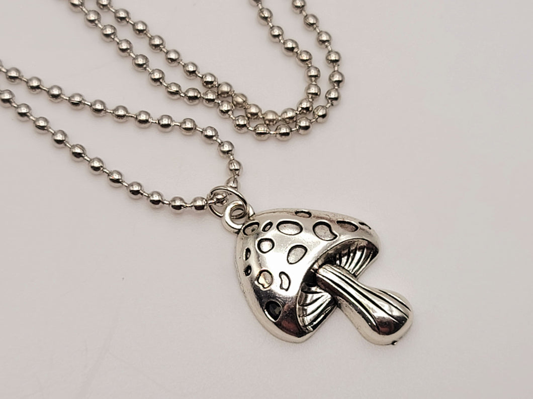 Mushroom Necklace  Boho Jewelry for Gift, Silver Mushroom Pendant, Hippie Jewelry