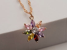 Load image into Gallery viewer, Dainty Charm: 18 Inch Gold Tone Necklace with Cute Colorful Flower Pendant
