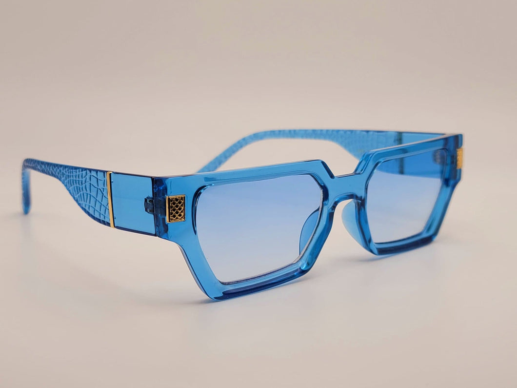 Fashion Med-  Rectangle Unisex Luxury Sunglasses Vintage Punk Blue Color