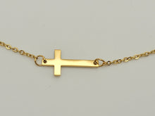 Load image into Gallery viewer, Dainty  Necklace - Cross Necklace Handmade Gold Tone necklace

