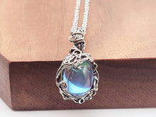 Load image into Gallery viewer, Silver Wire Wrapped Moon Stone Necklace Healing Crystal Necklace Silver tone
