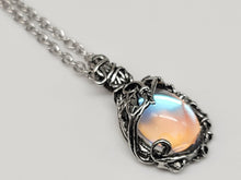 Load image into Gallery viewer, Silver Wire Wrapped Moon Stone Necklace Healing Crystal Necklace Silver tone
