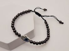 Load image into Gallery viewer, Hematite Bracelet, Beaded bracelet for concentration &amp; Focus Silver Tone Evil Eye
