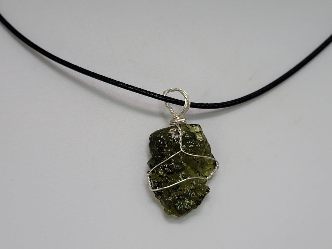 Genuine Moldavite Necklace 100 % Natural Sterling Silver
