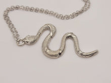 Load image into Gallery viewer, Silver &amp; Gold Snake Necklace | Minimalist Snake Charm Pendant | Delicate Necklace | Snake Pendant | Serpent Necklace | Snake Lover Gift
