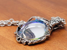 Load image into Gallery viewer, Silver Wire Wrapped Moon Stone Necklace Healing Crystal Necklace Silver tone
