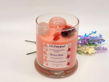 Load image into Gallery viewer, Melon Mist Natural Soy Wax Candle Highly Scented with Rose Quartz Crystals
