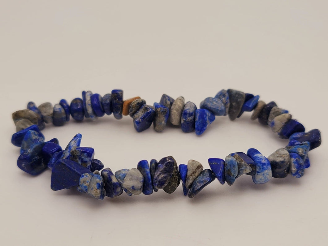 Lapis Lazuli Chip Bracelet Handmade Genuine Crystal Stretch  Bracelet