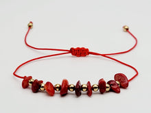 Load image into Gallery viewer, Radiant Red Jasper Chip Adjustable Bracelet - Handcrafted Beauty for Him or Her
