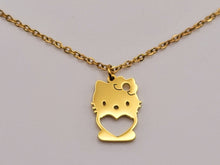 Load image into Gallery viewer, Kitty Pendant Necklace - Trendy Kitty necklace Gold tone
