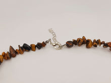 Load image into Gallery viewer, Tiger Eye Choker Necklace Silver tone Gorgeous Choker Chip Stones
