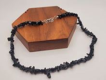 Load image into Gallery viewer, Black Obsidian Chip Choker Necklace Silver tone Gorgeous Choker
