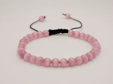 Load image into Gallery viewer, Pink Cats Eye Stone Bracelet Genuine bead bracelet Adjustable
