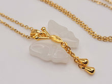 Load image into Gallery viewer, Trendy Butterfly necklace Gold tone - Milky Quartz Butterfly Necklace
