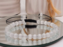 Load image into Gallery viewer, White Cats Eye Stone Bracelet Genuine bead bracelet Adjustable
