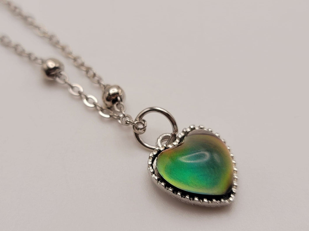 Changing Color Mood Stone Necklace Heart Necklace Mood