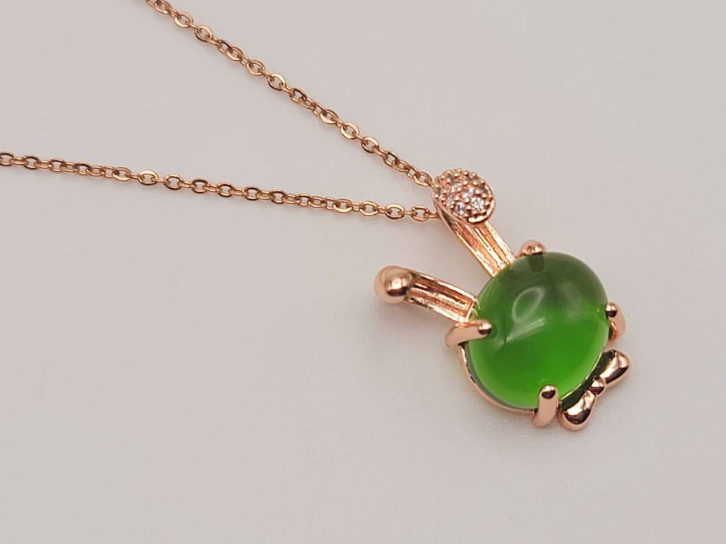 Jade Natural Bunny Necklace Gold Tone Necklace- Good Luck•Fortune (Powerful Necklace)