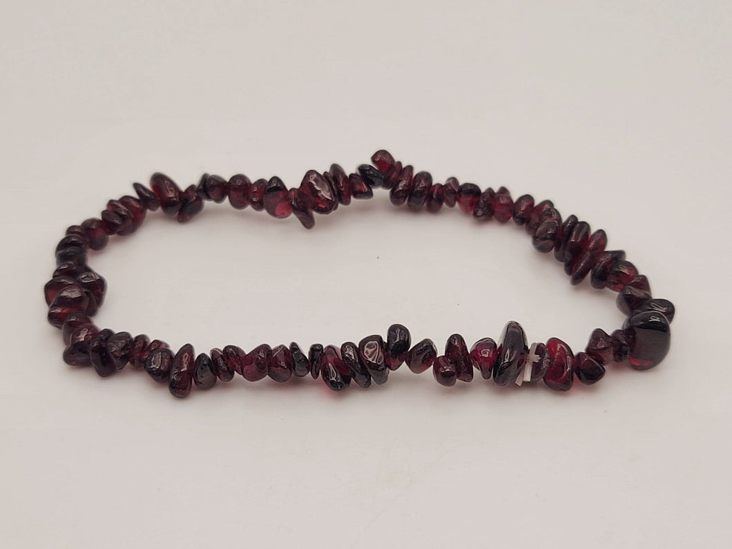 Garnet  Chip Bracelet Handmade Genuine Crystal Stretch  Bracelet