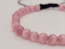 Load image into Gallery viewer, Pink Cats Eye Stone Bracelet Genuine bead bracelet Adjustable
