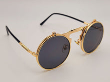 Load image into Gallery viewer, Steampunk Goggles Glasses Round Sunglasses Emo Retro Vintage Flip Up
